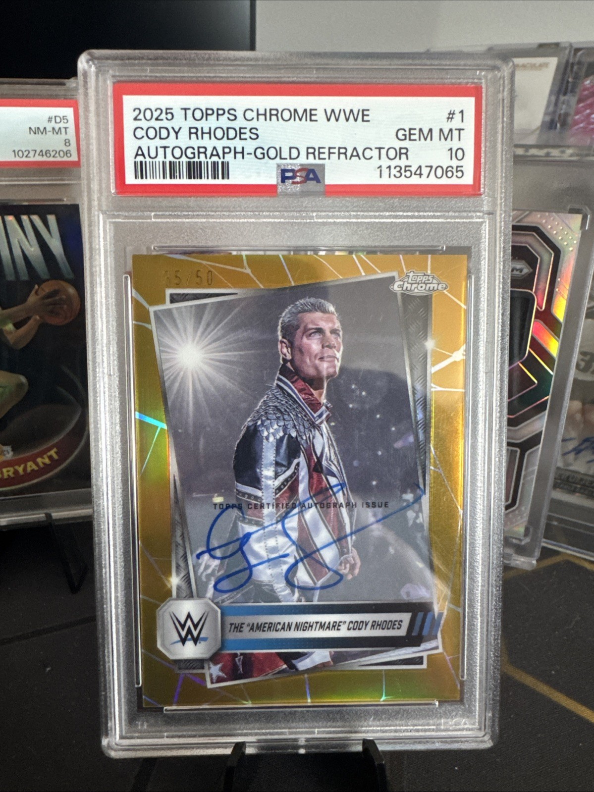2025 Topps Chrome WWE Cody Rhodes Gold Autograph /50 PSA 10