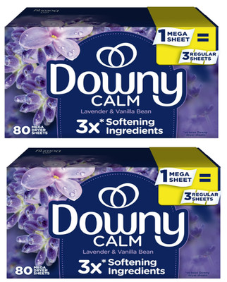 Downy Infusions Calm Mega Dryer Sheets, Lavender and Vanilla Bean Scent, 80x2 Ct