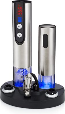 Elektrischer Weinöffner & Folienschneider Ladestation LED Temperatur Vakuumierer