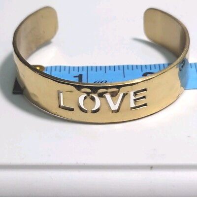 Rustic Cuff Gold Toned LOVE Cuff Bracelet