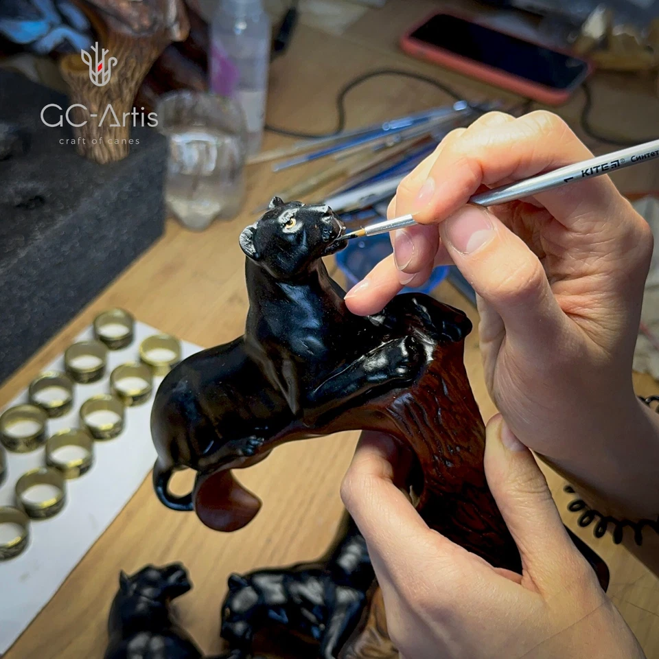 Cougar Black Panther Wood crafted handmade cane Wooden Walking Stick Cane - Изображение 4 из 4