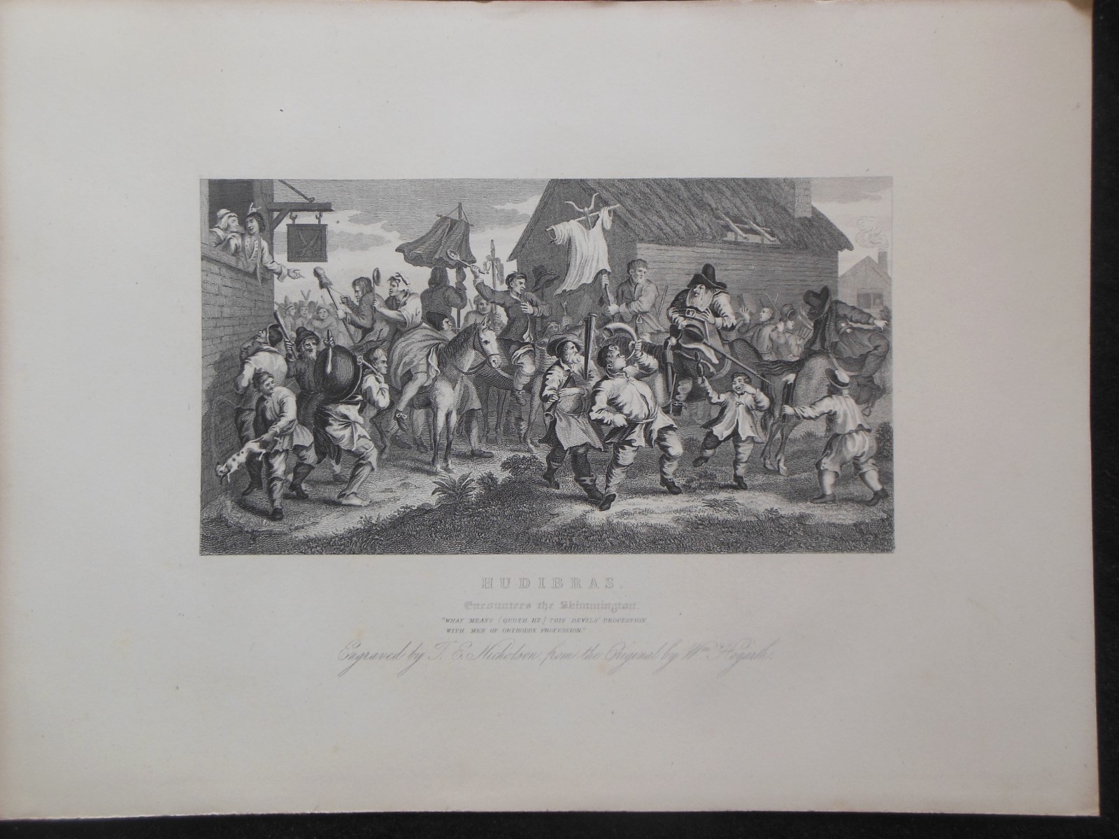 HUDIBRAS Encounters The Skimmington c1870 William Hogarth Antique