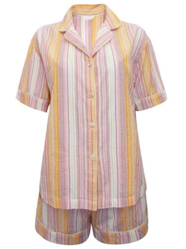 M&S Cotton Sparkle Striped Short pyjama set size 6-22 - Afbeelding 1 van 3
