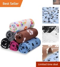 Multi-Functional 6-Pack Pet Bedding Blankets with Paw Print, 39x31" Size