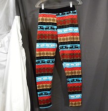 Women Winter Knit Snowflake Reindeer Leggings Xmas Fleece Stretch Pants C 24x25