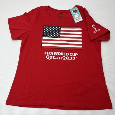 FIFA World Cup QATAR T Shirt Unisex XL Red USA Flag Qatar World Cup 2022 New