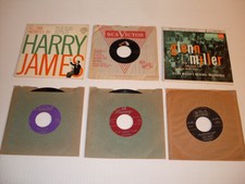 Six Vintage 45 rpm Vinyl Records. Play-tested, popular '50s '60s singers