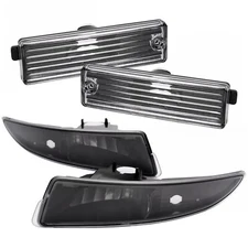 Fit 1993-2002 Chevy Camaro Front+Rear Side Marker Black Signal Lamp Bumper Light