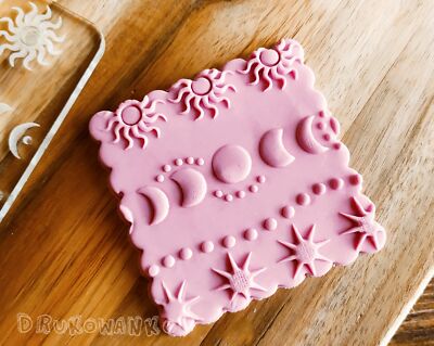 Moon Magic Crystal Stars Sun Magical - Embosser Stamp for cookies, Cake