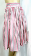 Vintage 50s Full Swing Pinch Pleat Striped Cotton Skirt Branded Florsheim XXS
