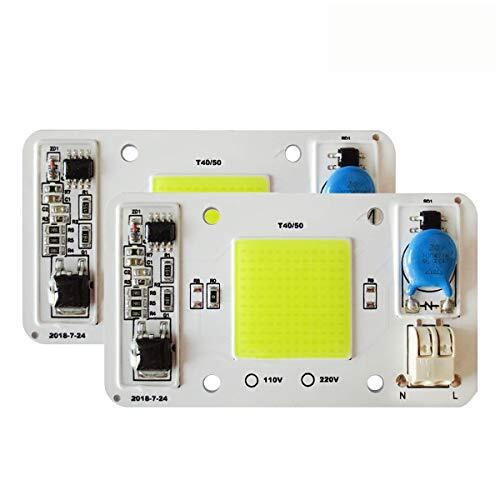 Tesfish 2PCS Chip LED COB 50W Bianco 6000K 220V Motore Leggero Solderless (m2U)