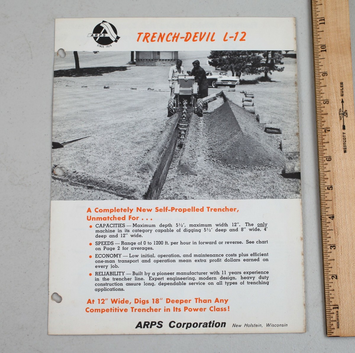 Vintage Trench Devil L-12 Brochure Arps Corporation New Holstein