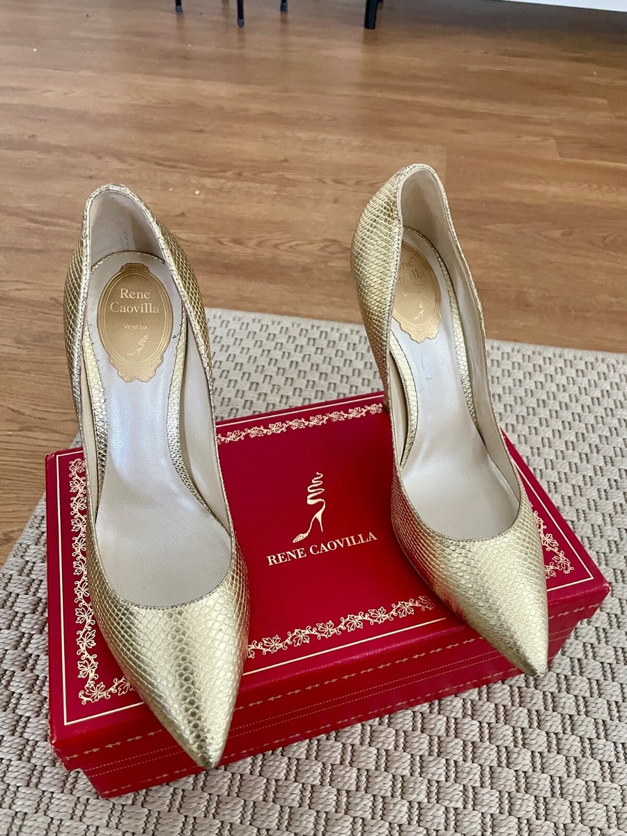 Rene Caovilla Heels Gold pumps size 39 | eBay UK