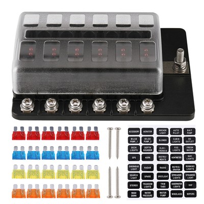 20A 12V-24V Marine Boat Bus VAN Car Fuse Blade Block Box Holder w ATO Fuse Blade
