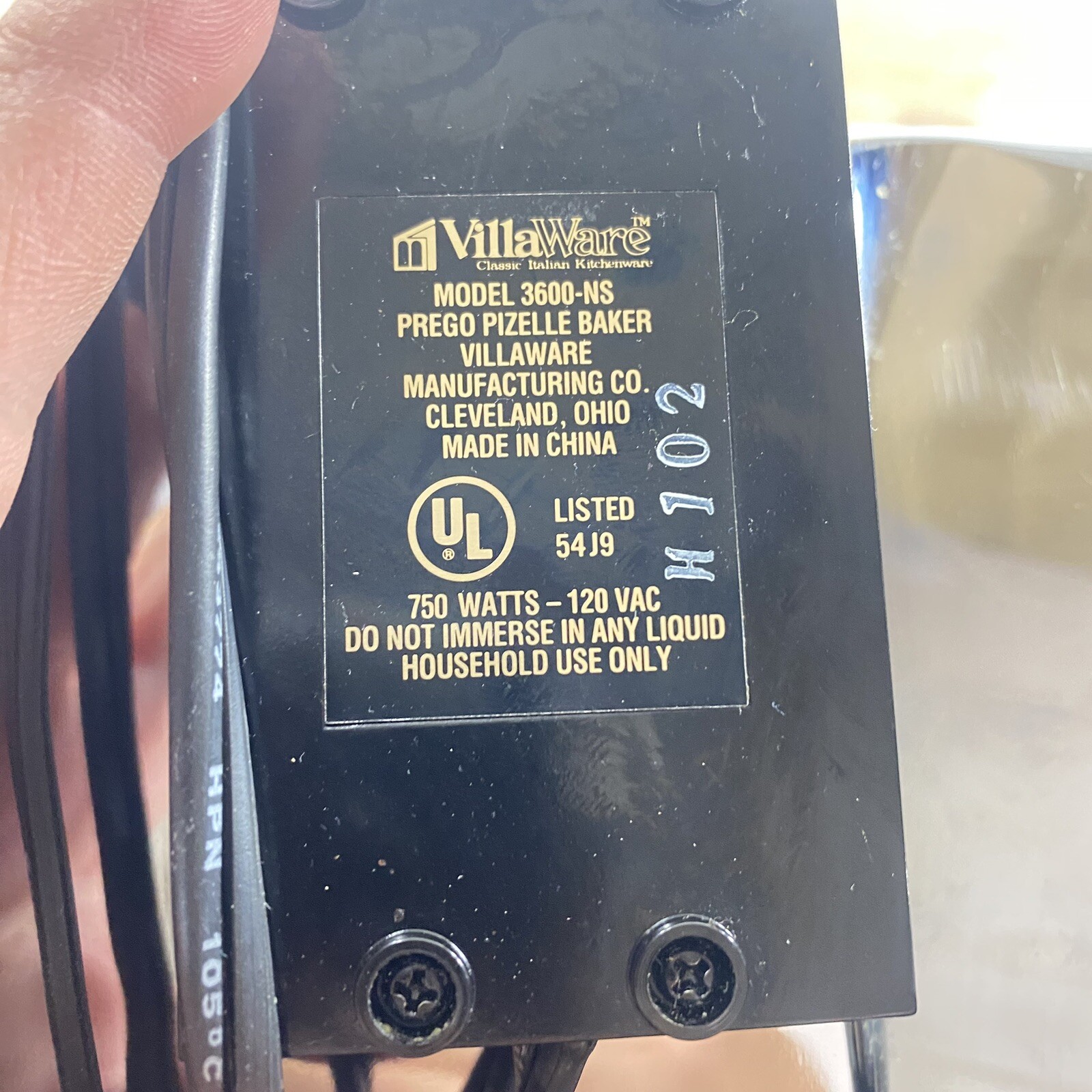VillaWare 3600NS 750W Prego Pizzelle Baker Maker Italian Cookie