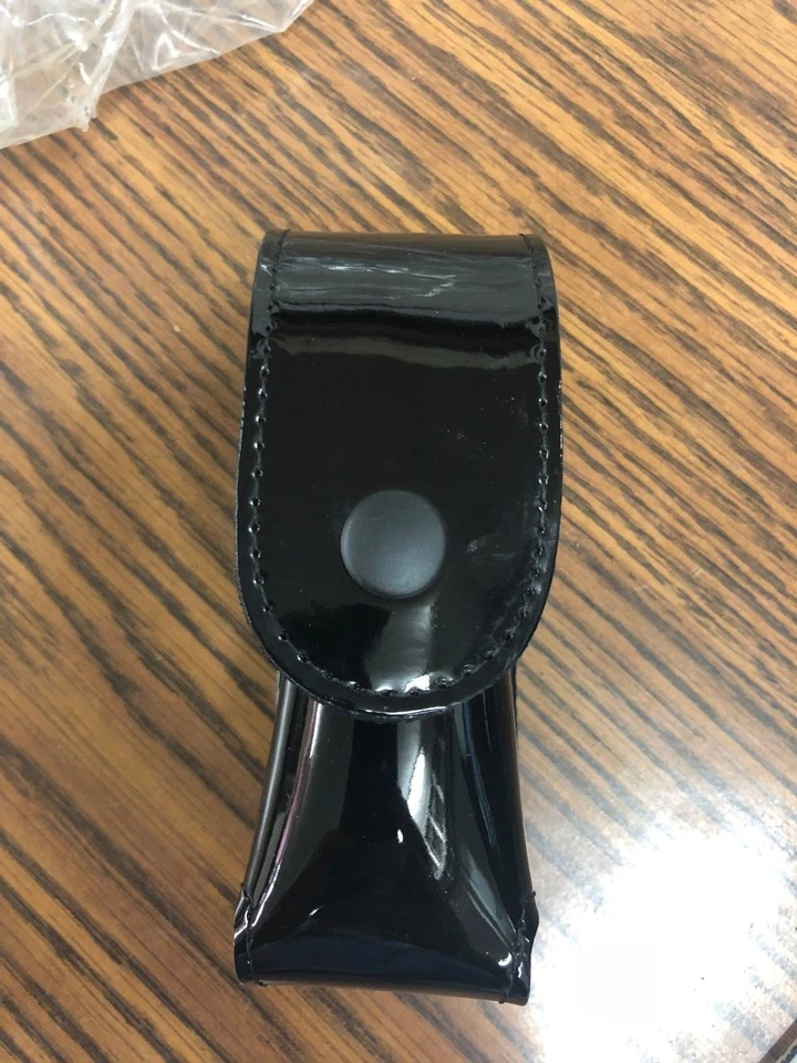 Boston Leather 5527 High Gloss Black 2 Oz Pepper Spray Holder Snap Flap