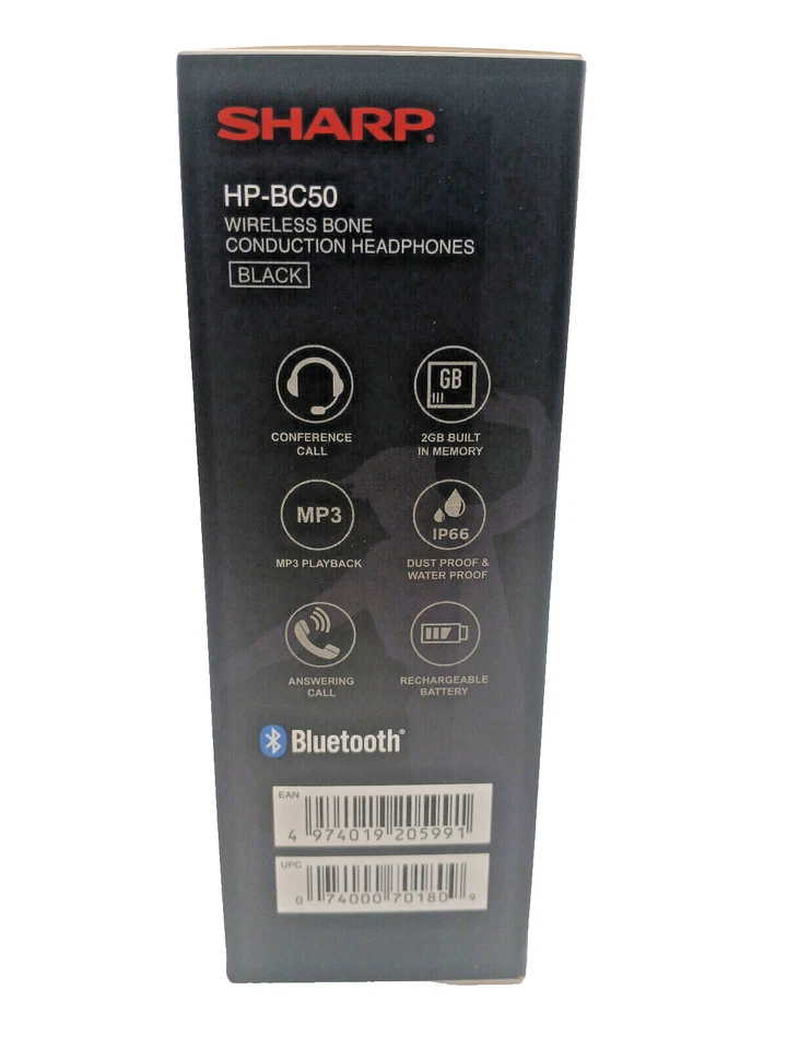 Беспроводные наушники костной проводимости SHARP HP-BC50 Bluetooth цвет черный - Изображение 2 из 4