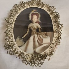 Vintage Handmade Doll in oval Hanging Display Glass Case