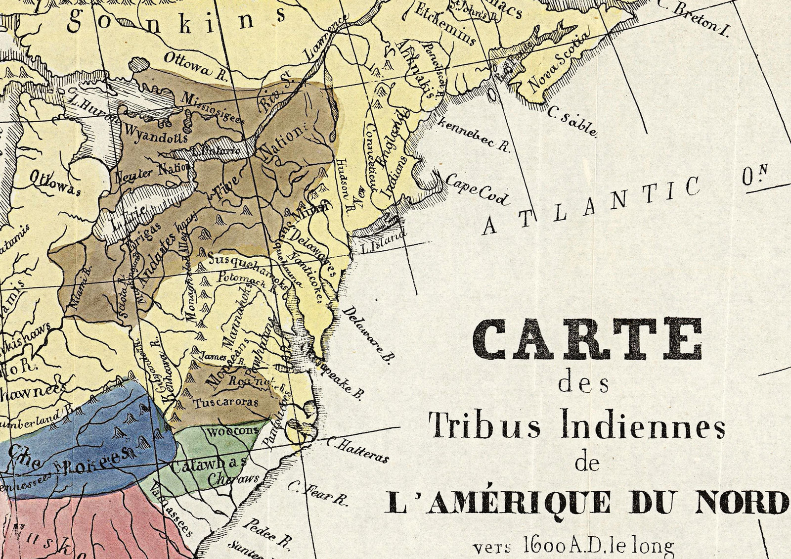 1836 Map Indian Tribes of North America Antiquarian Society Native Wall ...