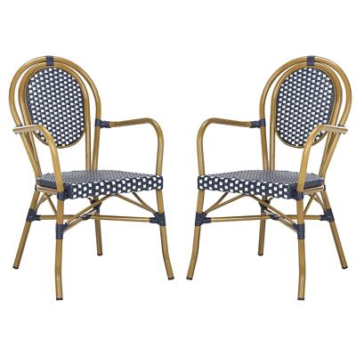 Safavieh Rosen French Bistro Stacking Arm Chair Navy/White