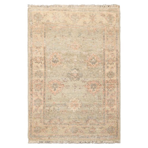 Tapis Patchwork Oriental Vintage - Laine 100% - 200x160 Cm - Vert - Look Moderne Usé