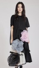 Women's Lace Floral irregular Mesh Puffy Skirt Short  Sleeve T shirt Party Sets