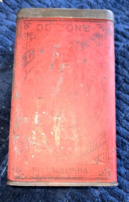Antique Warner & Merritt Phila PA Cocoa Pudding Cakes Coconut Red Metal Tin