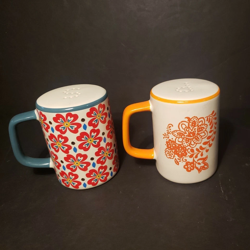 Pioneer Women Flea Market Salt & Pepper Shakers Floral EUC - Image 3 of 4