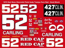  52 Earl Ross Red Cap Beer Carling Chevy 1/64th HO Scale Slot Car Decals
