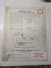 LODGE SHIPLEY LATHES REPAIR PARTS LIST MANUAL CATALOG A 12” 14” 16” 452-FL-1243
