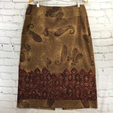 Requirements Skirt Womens Sz 14 Brown Floral Midi A-Line Vintage Y2K