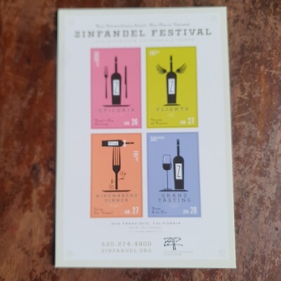 Zinfandel Festival, Kalifornien, 2012 Wein Promo Postkarte, unbespielt.