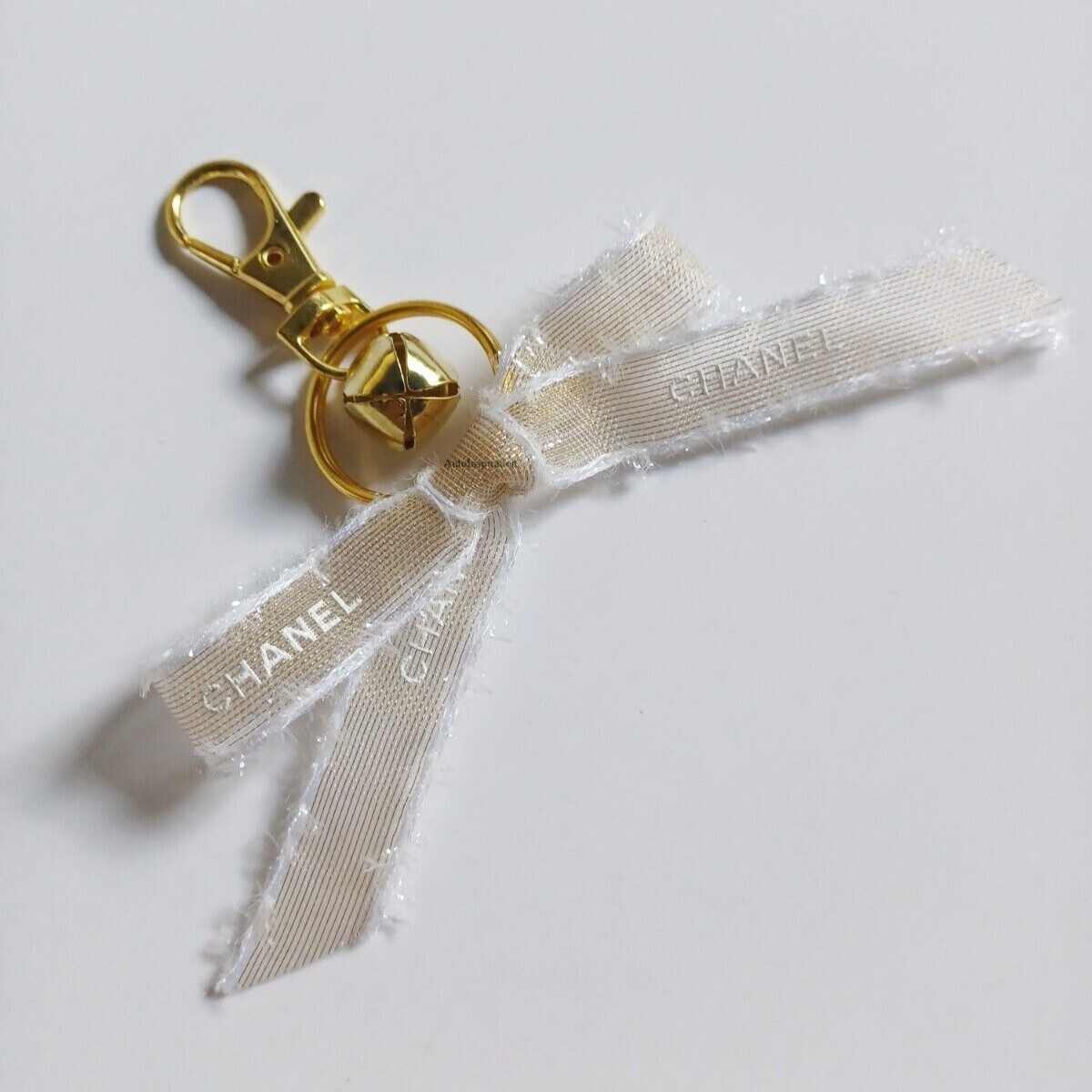 Chanel Christmas limited edition white and gold mesh gift ribbon