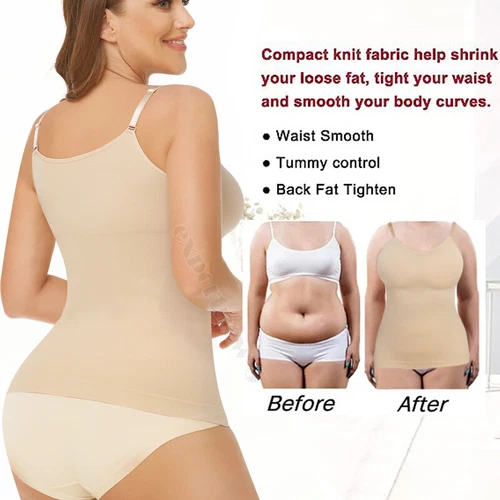 Firm Tummy Waist Control Body Shaper Slimming Cami Shapewear Seamless Vest Top - Picture 11 of 41