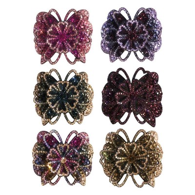 Shiny Rhinestone Crystal Big Butterfly Metal Hair Claw Clip Pin Vintage Hai Q3Q7