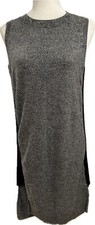 Athleta Merino Midi Dress Small Sleeveless Sweater Merino Wool Gray Black