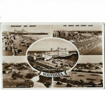 SEHR SCHÖNE ALTE 5 ANSICHTEN ECHTFOTO POSTKARTE - SÜDSEE - HAMPSHIRE 1956