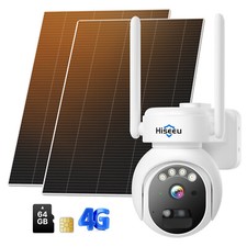 Hiseeu 4G LTE Cellular Solar Battery Power Security Camera W/SIM Card 2Way Audio
