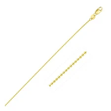 14k Yellow Gold Classic Bead Chain Necklace 1.0mm Width 16"-18" Inch Length