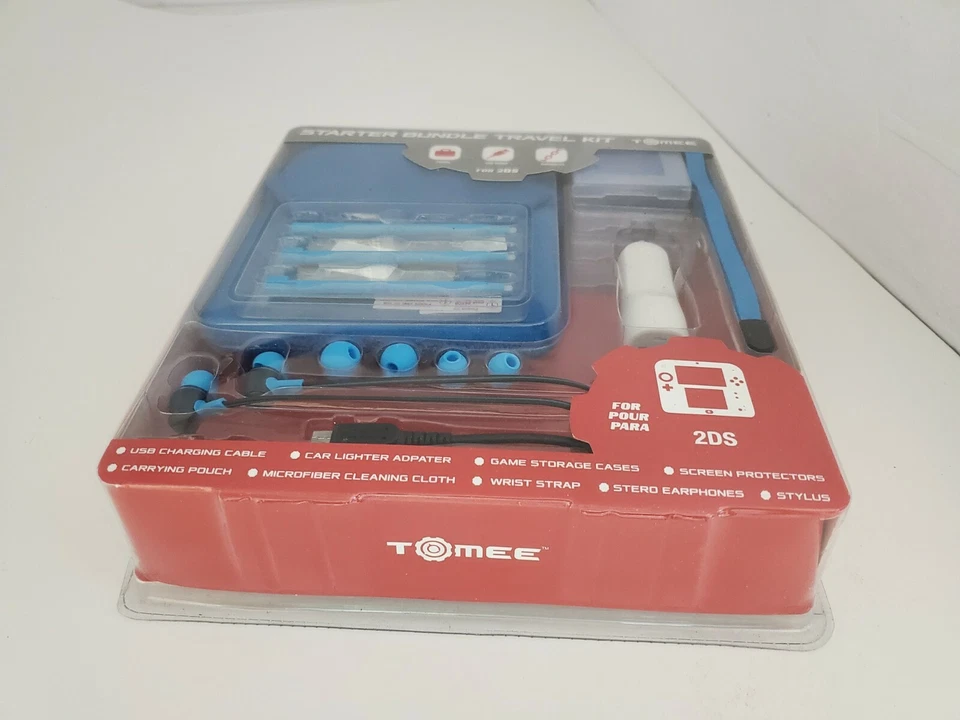 NUEVO Kit de inicio azul auriculares/cargador de 12 V/cable USB/estuches para Nintendo 2DS #2E Foto 3 de 4