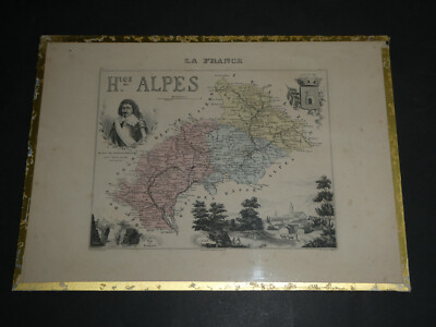 Color Lithograph, *Hautes Alpes, drawn by Vuillemin, Engraver DYONNET, 1876