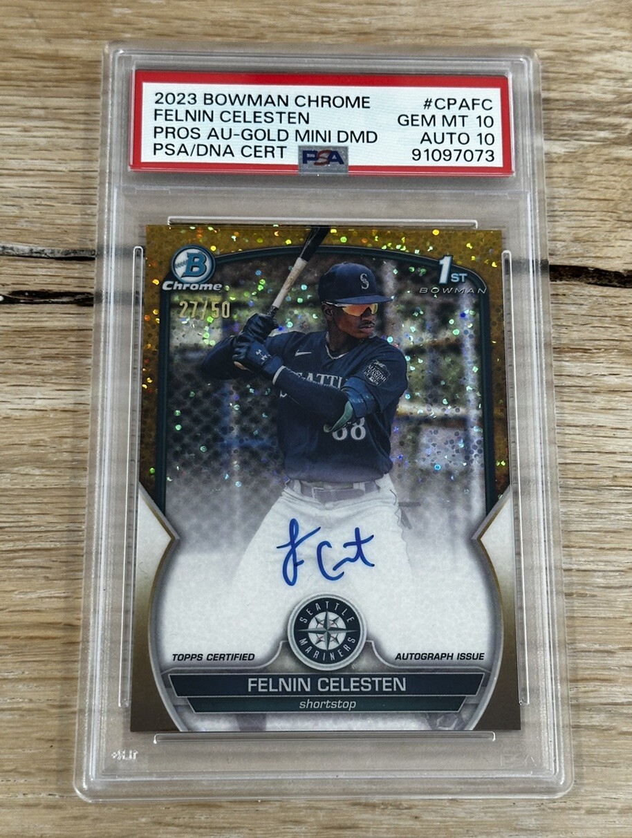FELNIN CELESTEN 2023 1st BOWMAN CHROME GOLD Mini Diamond AUTO /50 PSA 10 Auto 10
