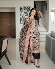 Black 3Pc Kurti Palazzo Dupatta with Heavy Embroidery for Wedding  Mehendi