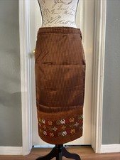Lao Thai Khmer Traditional Skirt adjustable waist brown copper multicolor