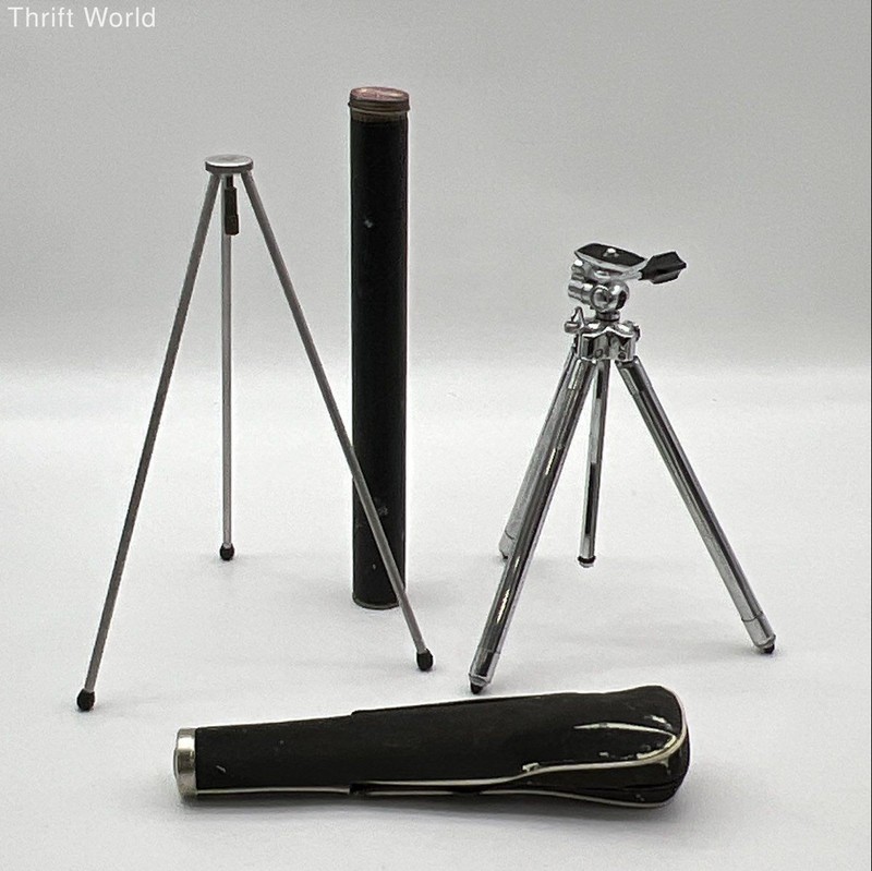Vintage Sunset & Da-Lite Mid-Century Tabletop Camera Tripod Lot 2 W/Cases