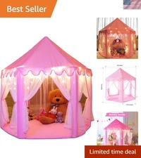 Princess Tent Girls Large Playhouse Kids Castle Play Tent with Star Lights To...