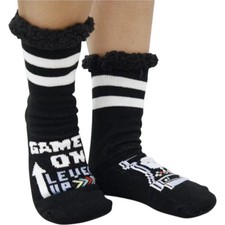 Sherpa Style Fleece Lined Cozy Fuzzy Warm Thermal Non-Skid Slipper Socks Gaming