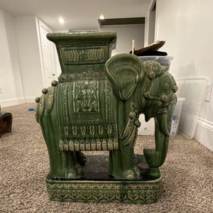 Vintage 1960 Hollywood Regency/ Asian Inspired Ceramic Elephant Plant Stand