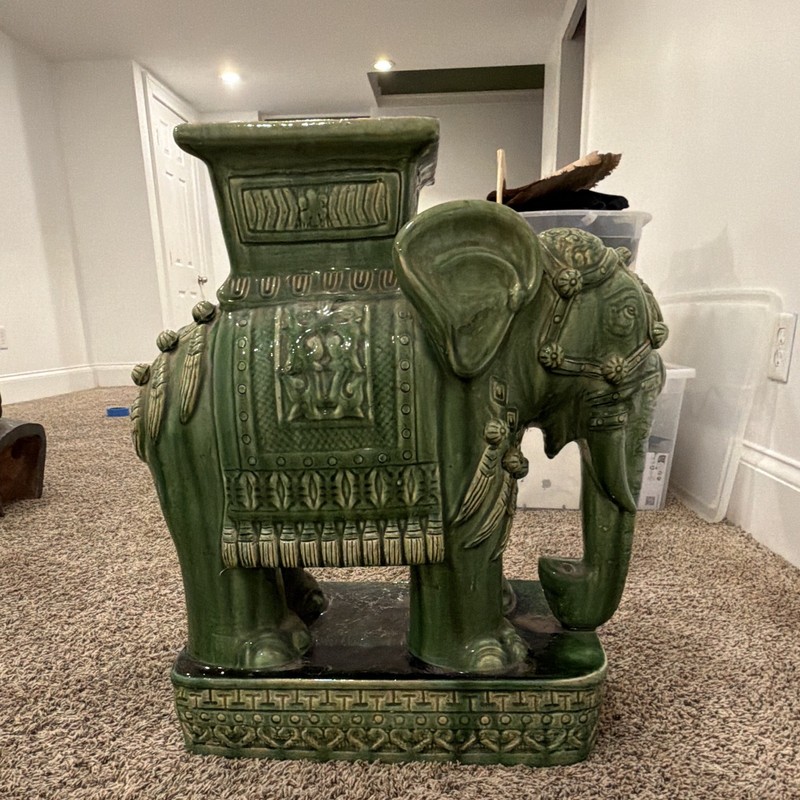 Vintage 1960 Hollywood Regency/ Asian Inspired Ceramic Elephant Plant Stand