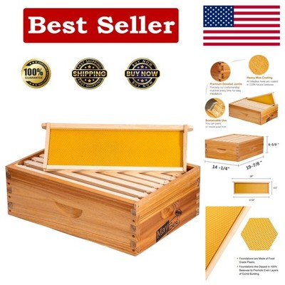 8-Frame Beehive Box Langstroth Medium Super Bee Box for Sale Wax Coated Bee H...